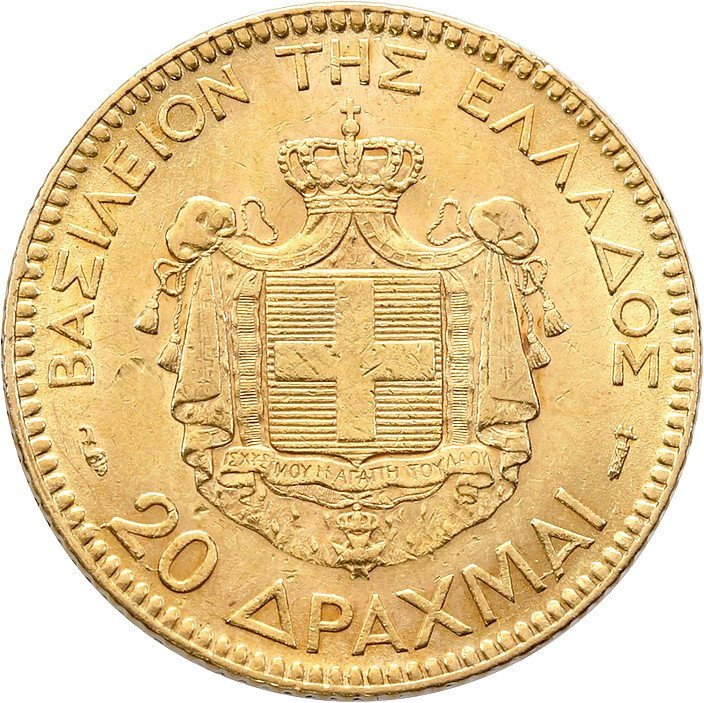 Grecja 20 drachm 1884 A Paryż st.1-